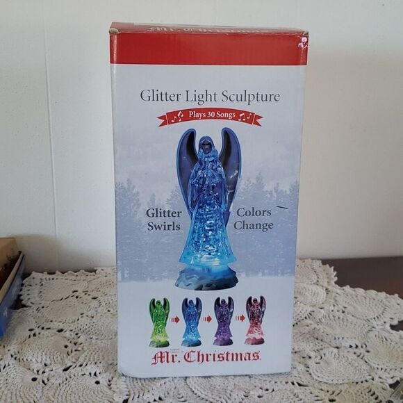 Mr Christmas Angel Glitter Light Sculpture Changes Colors Plays 30 Songs! - Picture 8 of 11